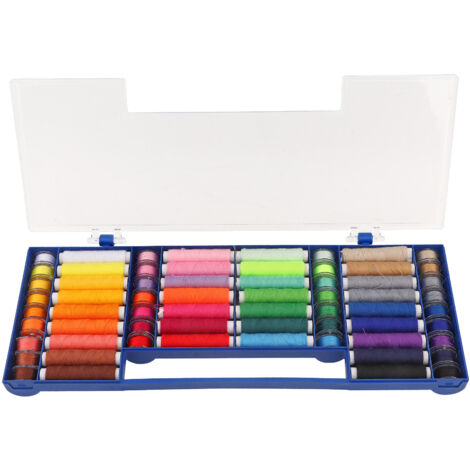 Boîte de Rangement 64 Bobines de Fil à Coudre 32 Couleurs, Accessoires Machine à Coudre Kit Outils Couture