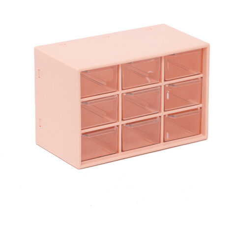 Boîte de rangement à 9 tiroirs, organisateur avec 9 tiroirs transparents, boîte de rangement anti-poussière pour bijoux, 18129,8CM (rose)