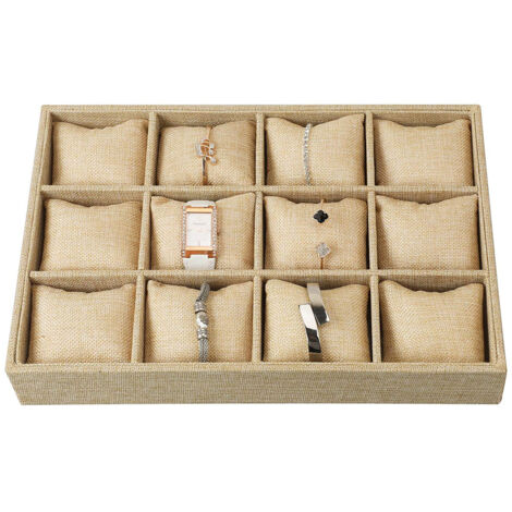 Boîte de rangement à bijoux, plateau de présentation, boîte de rangement pour colliers et pendentifs, présentoir à bagues, boucles d'oreilles et bracelets, plateau à montres