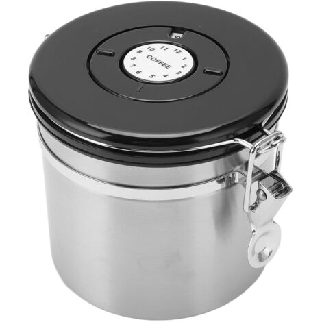 Boîte de Rangement à Café Acier Inoxydable 1.2L avec Cuillère et Étiquette de Suivi - Conteneur Hermétique pour Grains de Café