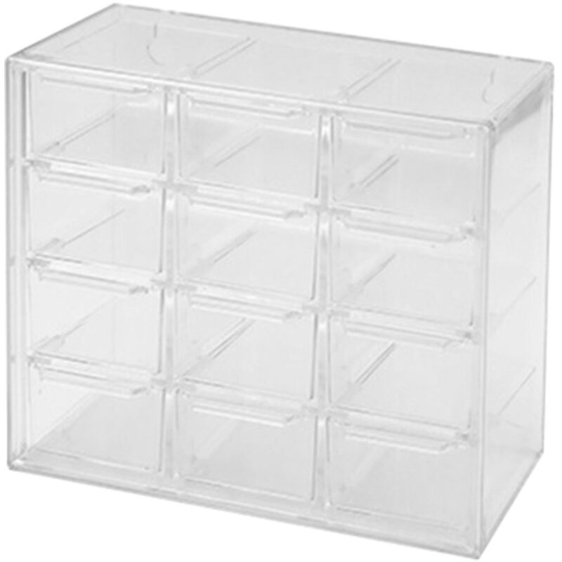 Boîte de rangement à compartiments en plastique transparent anti-poussière pour bijoux, colliers et loisirs créatifs (12 compartiments)