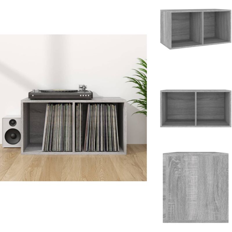 Boîte de rangement à disques vinyle Sonoma gris 71x34x36 cm - Boîte De Rangement Disque Vinyle - Meuble Rangement Musique - Étagère Vinyl - Support