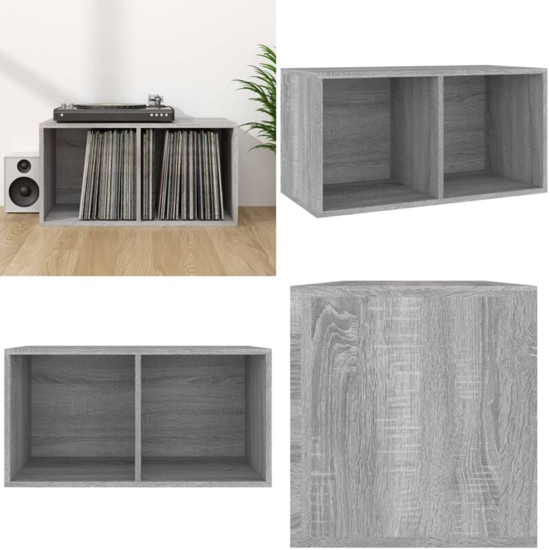 Vidaxl - Boîte de rangement à disques vinyle Sonoma gris 71x34x36 cm - Boîte De Rangement Disque Vinyle - Meuble Rangement Musique - Étagère Vinyl