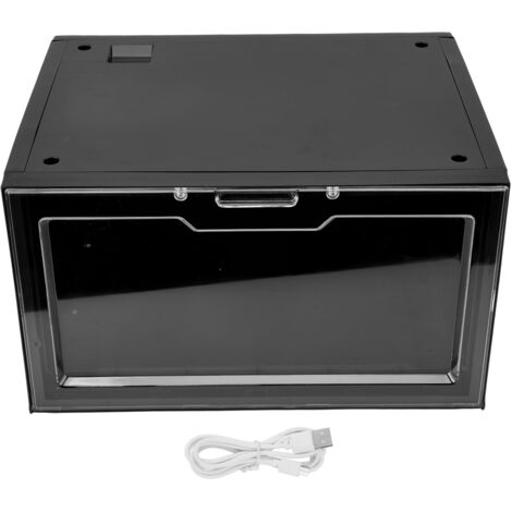 Boîte de Rangement à LED pour Chaussures avec Télécommande, Transparente et Empilable pour Placard ou Salon, Design Moderne