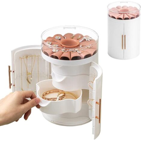 Boîte de rangement à quatre dessins étanche et anti-poussière pour bijoux (blanc)