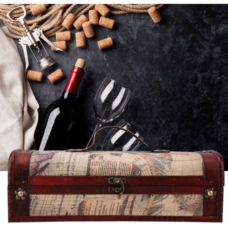 Boîte de Rangement à Vin Vintage pour Cadeau de Mariage ou Anniversaire - Écrin pour Bouteille de Champagne et Vin Rouge