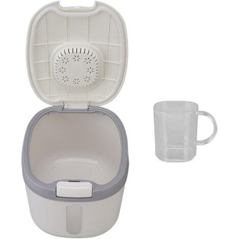 Boîte de Rangement Airtight pour Riz, Grains et Farine avec Fenêtre Transparente, Gris (Capacité 10kg)