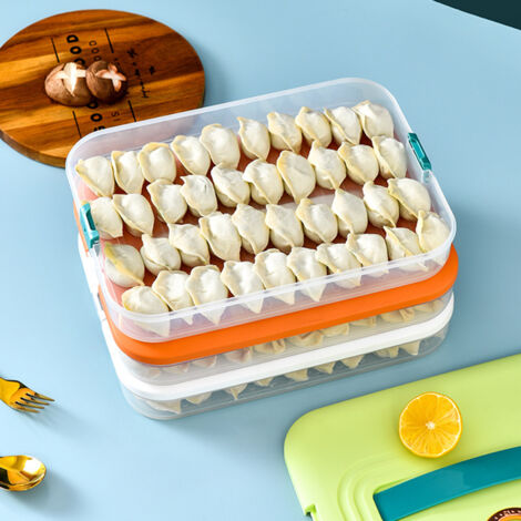 Boîte de Rangement Alimentaire 3 Étages Empilable pour Réfrigérateur, Plateau avec Couvercle pour Conserves et Surgelés
