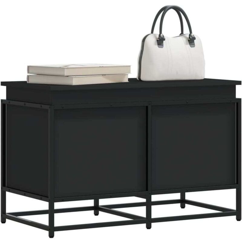 Vidaxl - Boîte de rangement avec couvercle noir bois d'ingénierie