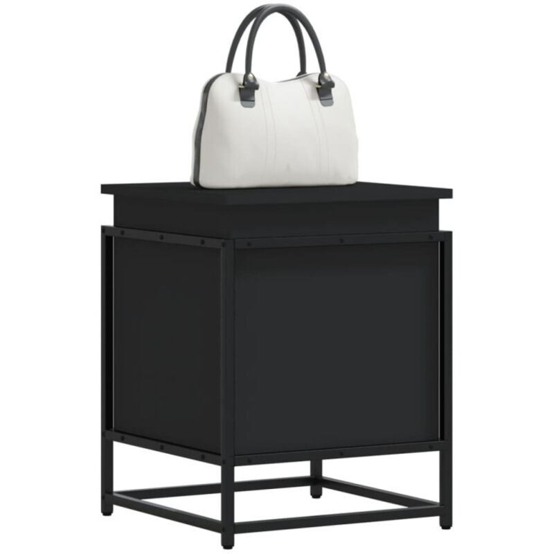 Boîte de rangement avec couvercle noir bois d'ingénierie - Vidaxl