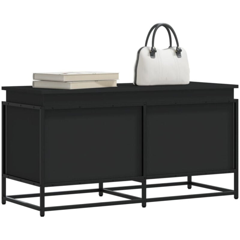 Vidaxl - Boîte de rangement avec couvercle noir bois d'ingénierie