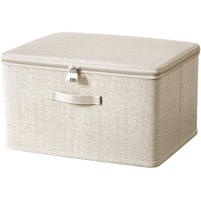 Boîte verrouillable, boîte de rangement en tissu avec couvercle, pour vêtements et jouets (40 x 30 x 21 cm)
