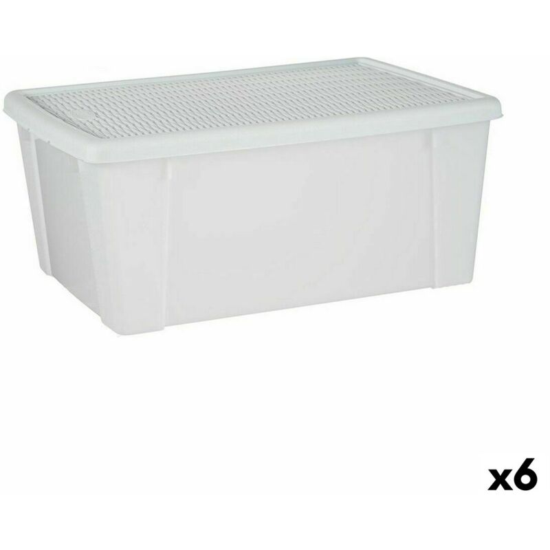 Boîte de rangement deavec couvercle Stefanplast elegance white plastic 29 x 17 x 39 cm (6 pièces)
