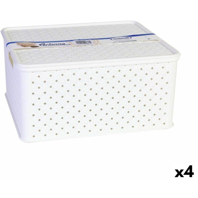 Tontarelli - Boîte de rangement deavec couvercle arianna 33 x 29 x 16 cm (4 pièces) blanc 13 l