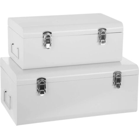 Lot de 2 Cantines Enfant - Malle en métal Blanc - Atmosphera