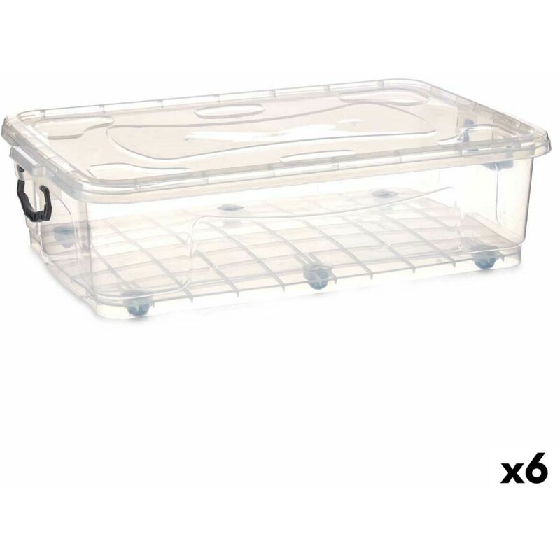Boîte de rangement de à roulettes en plastique transparent 40 l 46,5 x 20 x 20 x 72,2 cm (6 pièces)