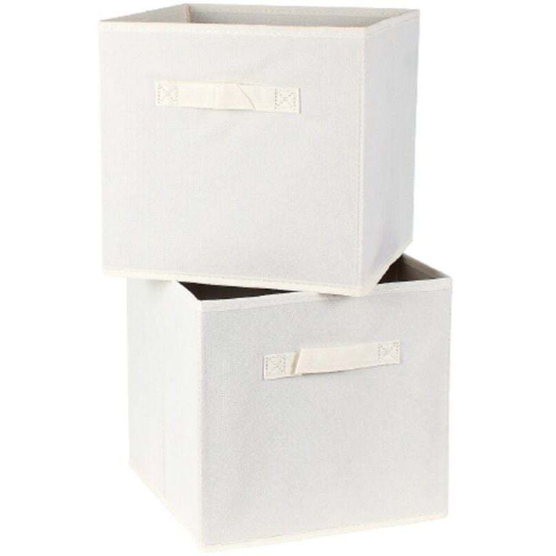 Boîte de rangement blanche en non-tissé 27 x 27 x 28 cm - Lot de 2