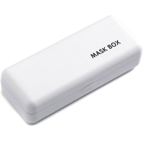 Boîte de rangement blanche portable pour masques jetables.