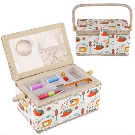 Boîte de rangement boîte à couture panier à couture mignon pour stocker des outils de couture 27,8 x 18 x 14,5 cm-DBA