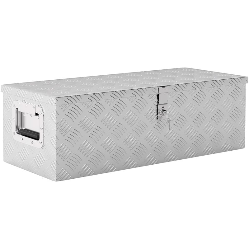 Boite de rangement - boîte à outils en aluminium - caisse à outil alu. poignées rétractables verrouillage clé dim. 76L x 33l x 25H cm - Homcom