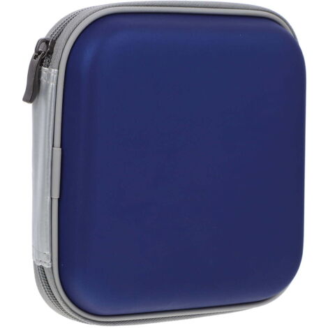 Boîte de Rangement CD DVD 24 Compartiments Bleue, Étui Organiseur pour Disques et Accessoires