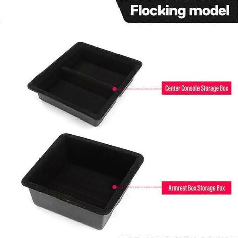 Boîte de rangement centrale pour Tesla Model 3 2021-2023 et Model Y - Organiseur, boîte de rangement floquée pour l'intérieur de la voiture (2 pièces)