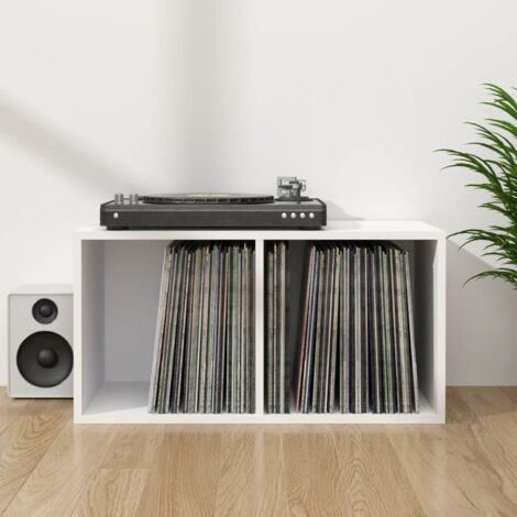 Boîte de rangement, Coffre de rangement, Meuble  de rangement vinyles Blanc 71x34x36 cm Bois d'ingénierie -ASAF76388 DESIGN IN