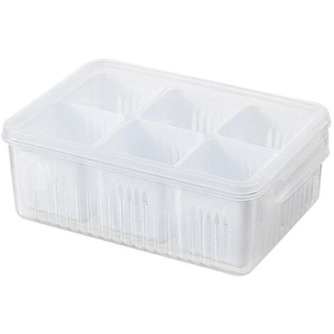 Boîte de rangement compartimentée pour réfrigérateur avec couvercle hermétique