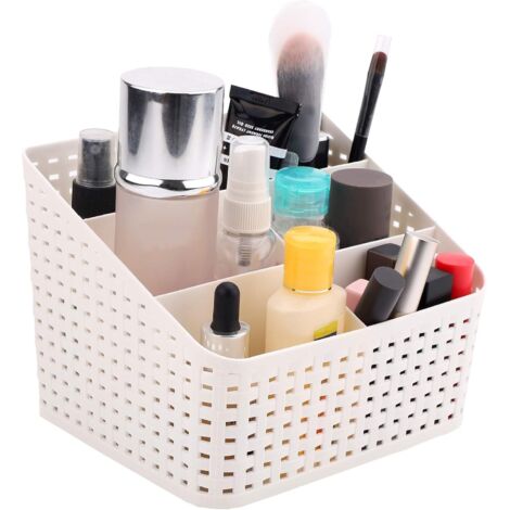 Boîte de rangement cosmétique à cinq grilles (blanc)
