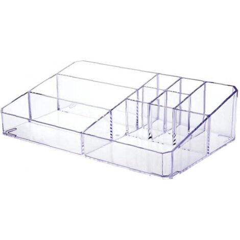 Boîte de rangement cosmétique acrylique transparente à 9 compartiments