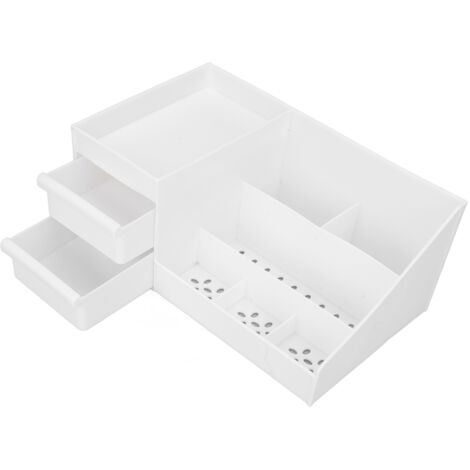 Boîte de Rangement Cosmétique Blanche avec Tiroirs, Grande Capacité et Compartiments