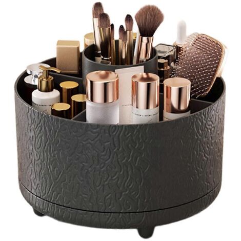 Boîte de rangement cosmétique rotative pour pinceaux de maquillage, idéale pour la coiffeuse.