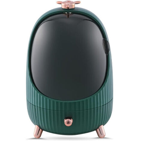 Boîte de rangement cosmétique, tiroir cosmétique anti-poussière avec lumière LED, convient pour la coiffeuse et la chambre (vert, taille M).