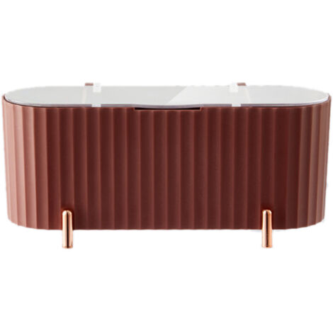 Boîte de Rangement Cosmétique Transparente Anti-Poussière avec Séparateurs Amovibles PP PS, Organisateur de Soins Rouge Brun