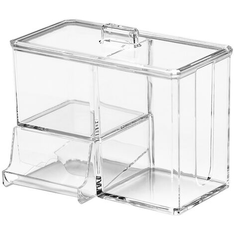 BoxUp - Boîte de rangement cotons-tiges 8,8x10,5x6 cm, transparent