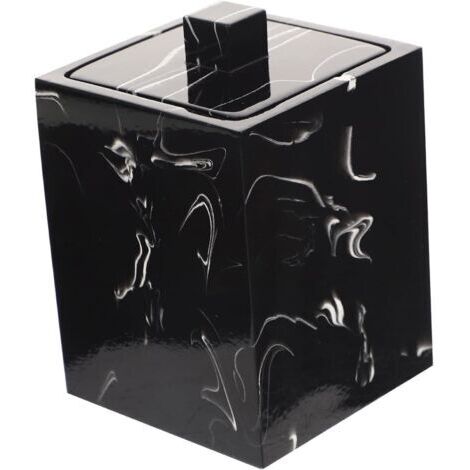 Boîte de Rangement Coton Tiges Compacte Motif Marbre Noir Organisateur Portable pour et Cure Dents Petite Boîte Pratique pour Salle de Bain et Voyage