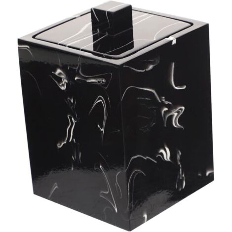 Boîte de Rangement Coton Tiges Compacte Motif Marbre Noir Organisateur Portable pour et Cure Dents Petite Boîte Pratique pour Salle de Bain et Voyage