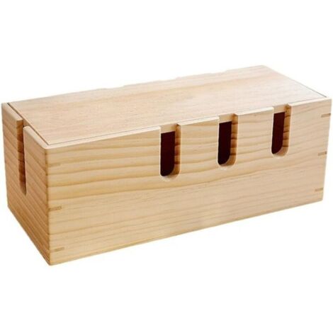 Boîte de rangement créative en bois massif, centre de gestion des câbles pour appareils à cordons, boîte de rangement en bois pour multiprise - Solution de rangement élégante pour bureau (marro