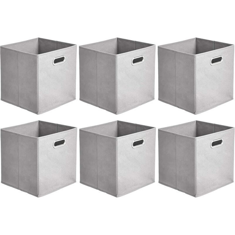 Serbia - Boîte de rangement cube pliable, lot de 6, 27 x 27 x 28 cm, gris clair