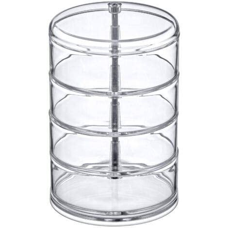 Boîte de rangement de bijoux à 5 couches en acrylique transparent, support rotatif de stockage de cosmétiques rotatif à 360 ° pour collier, bracelet, bague, boucles d'oreilles, petits objets