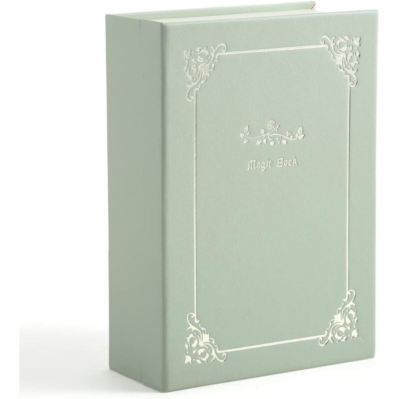 Boîte de rangement de bijoux en pu vert, boîte à bijoux de livre magique, adaptée au rangement de boucles d'oreilles, bracelets, colliers et bagues