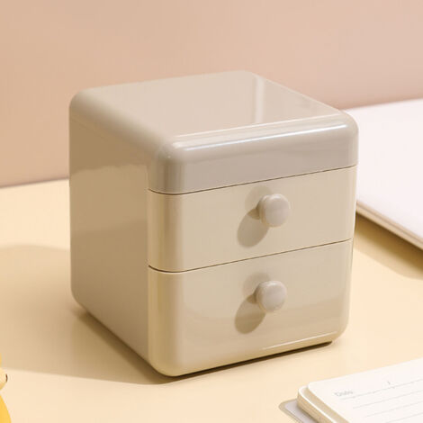 Boîte de Rangement de Bureau avec 2 Compartiments et Couverture Flip Color Café