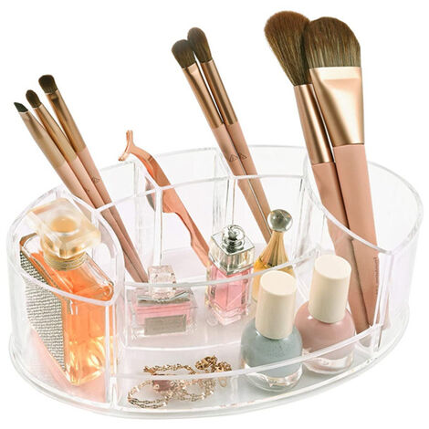 Boîte De Rangement De Bureau, Makeup Storage Organizer Box, Boîte De Rangement Acrylique Transparent avec 7 Compartiments pour Commode, Chambre