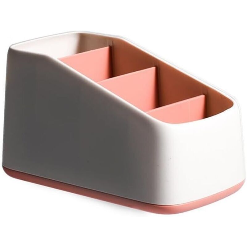 Boîte de rangement de bureau, support de télécommande TV, 4 grilles en ABS peu encombrant, organisateur de bureau pour la maison et le bureau (rouge)