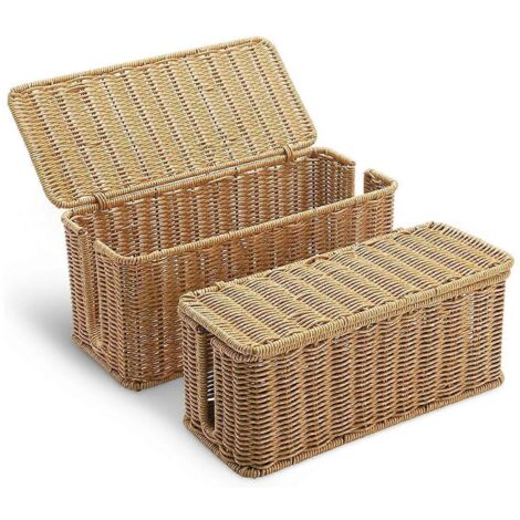 Boîte de rangement de câbles, boîte de rangement de câbles en rotin tressé à la main