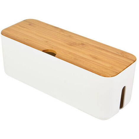 Boîte de rangement de câbles, modèle ABS Bois, dimensions 29.5x11x11.4cm, idéale pour cache fils et dissipateur thermique.