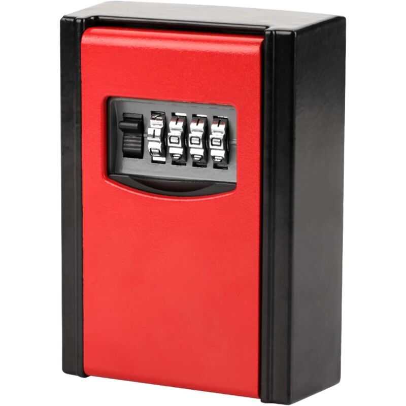 Boîte de rangement de clés coffre-fort à combinaison à 4 chiffres serrure rouge stockage de clés de verrouillage portable bouton poussoir mural