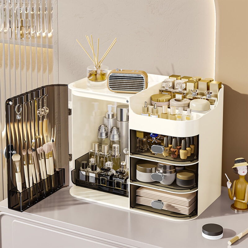 Boîte de rangement de cosmétiques de type tiroir, dortoir, bureau, commode de finition, soins de la peau, rouge à lèvres, étagère en plastique