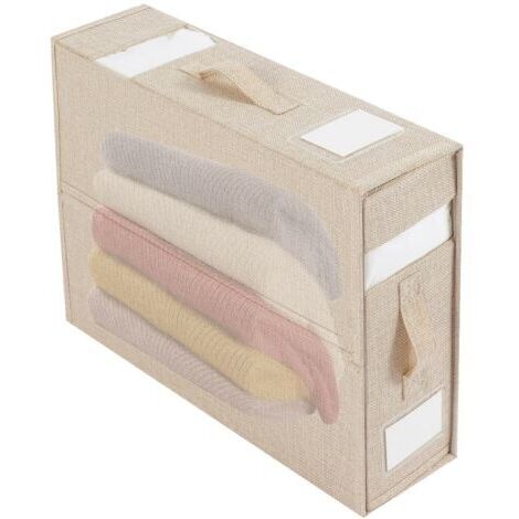 Boîte de rangement de draps, boîte de rangement de draps de garde-robe pliable, boîte de rangement de couette, Beige 1 paquet