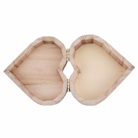 Boîte de rangement de gâteaux au thé en forme de cœur en bois, boîte en bois d'argile pour enfants, boîte à bijoux en forme de cœur en bois
